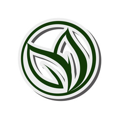 flat design abstract leaves nature icon vector illustration