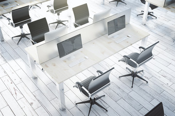 White coworking office interior top