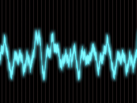 Blue waveform on the oscilloscope screen