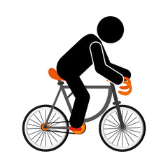 flat design person riding bike icon vector illustration