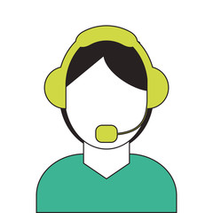 flat design person with headset icon vector illustration