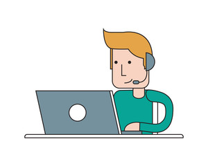 flat design person with headset icon vector illustration
