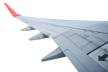 Fototapeta na wymiar Wing of airplane isolated on white background