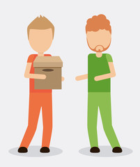 Box package man male avatar delivery shipping icon. Colorfull and flat illustration. Vector graphic