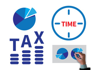 TAX TIME   Business team hands at work with financial reports