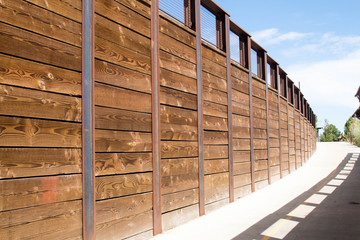 Wooden wall when emerging from a bike path tunnel in Park City, Utah