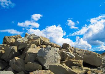 rock pile with blue sky
