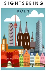 Köln Panorama Skyline Wandtatoo Sehenswürdigkeiten Kölner Dom Hohenzollernbrücke Rathaus Triangle Stadtansicht Städtetour Tourismus © Jyll
