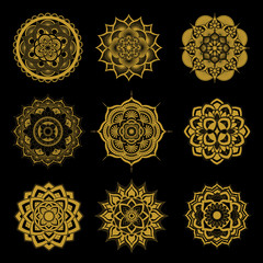 Mandala Set Vector. Ethnic decorative elements background. Islam, Arabic, Indian, ottoman motifs.