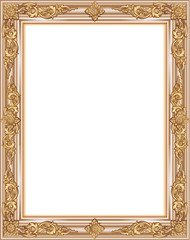 Gold photo frame with corner line floral for picture, Vector design decoration pattern style