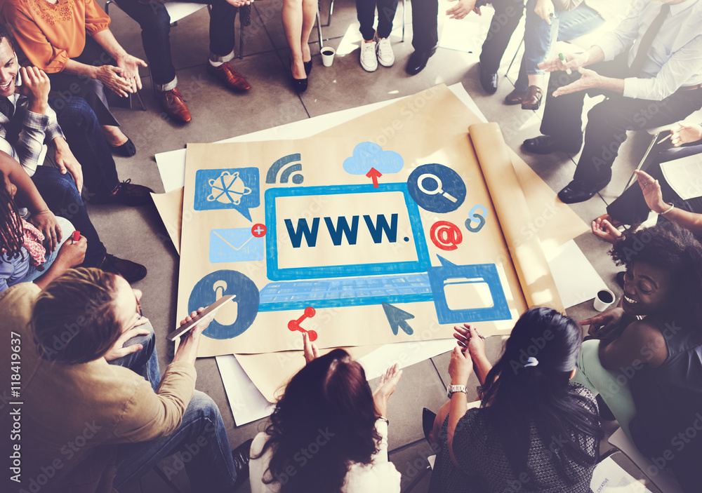 Poster www network online connection technology concept