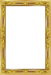 Gold photo frame with corner line floral for picture, Vector design decoration pattern style