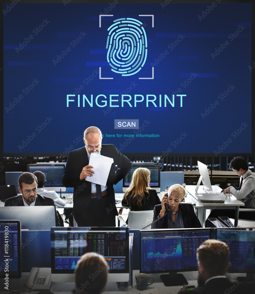 Poster fingerprint technology futuristic coding digital concept