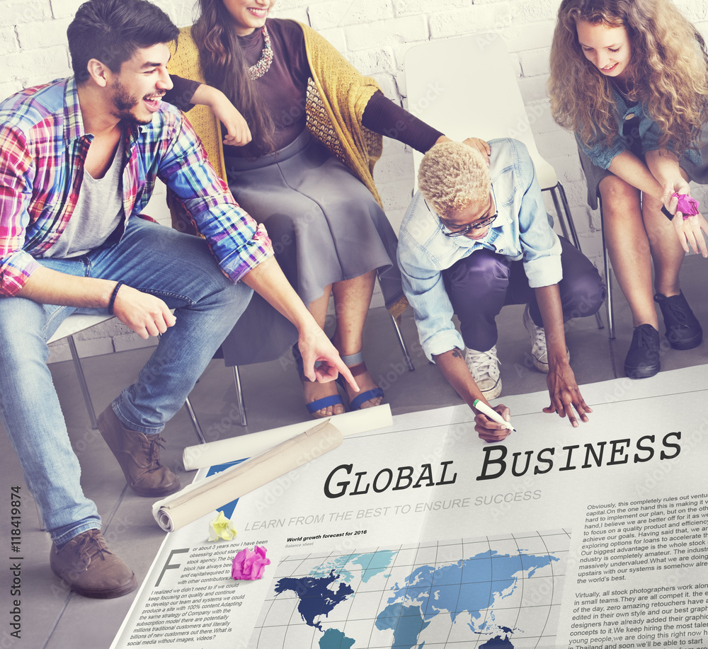 Poster global business export import networking growth concept