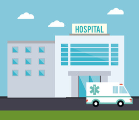 Obraz premium hospita ambulancel building clinic medical health care icon. Colorful design. Vector illustration