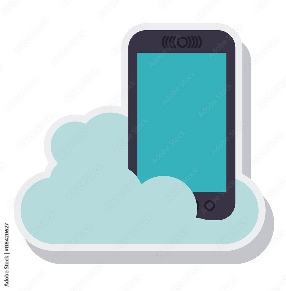 Wall mural smartphone technology isolated icon vector illustration design