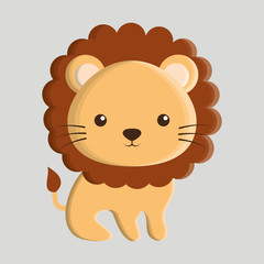 lion animal cute little cartoon icon. Colorful and flat design. Vector illustration