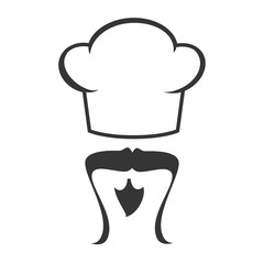 chef asian mustache hat cooker kitchen food vector illustration isolated