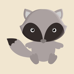 raccoon animal cute little cartoon icon. Colorful and flat design. Vector illustration