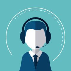 man headphone call center technical service icon. Colorful design. Vector illustration