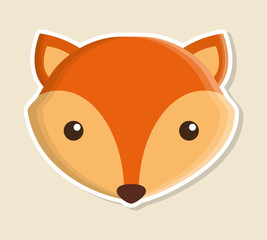 fox animal cute little cartoon icon. Colorful and flat design. Vector illustration