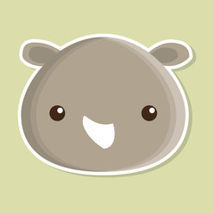 rino animal cute little cartoon icon. Colorful and flat design. Vector illustration