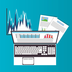 Spreadsheet laptop infographic icon. Colorful design. Vector illustration