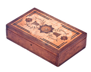 Vintage treasure box separated on white background
