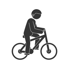 bike sport extreme cyclist adventure recreation activity man helmet protection vector illustration isolated