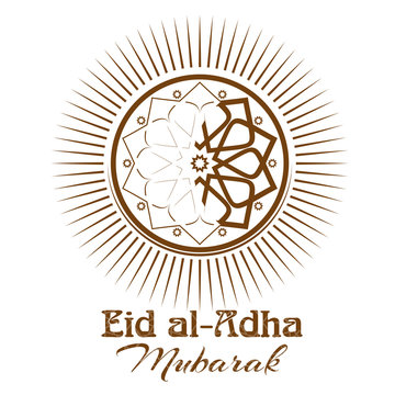 Eid al-Adha  - Festival of the Sacrifice, Bakr-Eid. Ornament, icon and lettering - Eid al-Adha Mubarak. Vector illustration isolated on white background