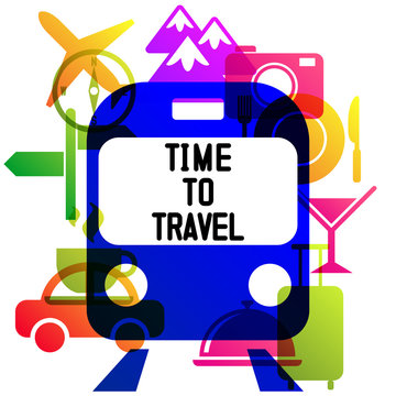Time to travel, travel-ling on holiday journey. Vector illustration flat design.