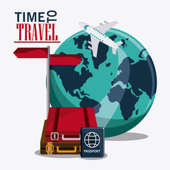 baggage planet passport time travel vacation trip icon. Colorful design. Vector illustration