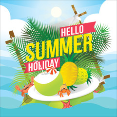 Hello summer holiday. Vector illustration