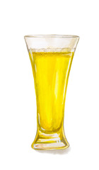 Watercolor beer glass on white background. Concept of bar, pub, beer demonstration and Oktoberfest.