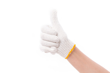 worker hand giving thumb up gesture