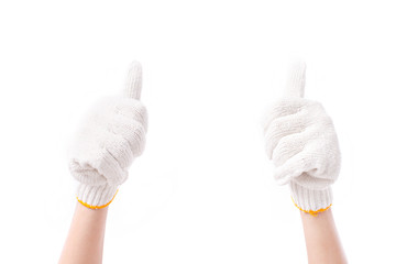 worker hand giving double thumb up gesture