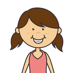 Obraz premium girl cute cartoon female kid child smile vector illustration isolated