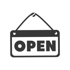 open sign door frame board store shop vector illustration isolated