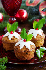 Pumpkin and carrot muffins on New Year's table.