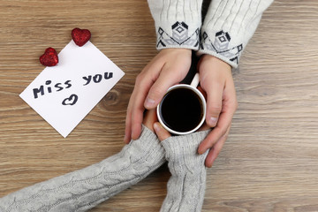 hand coffee background couple