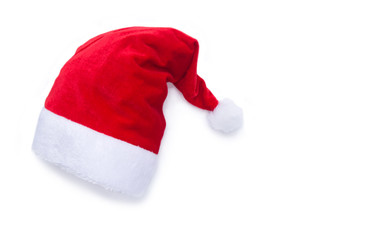 Red Santa Claus hat on white