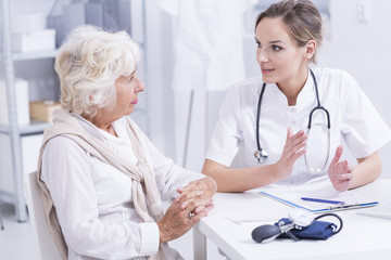 Senior woman during medical consultations