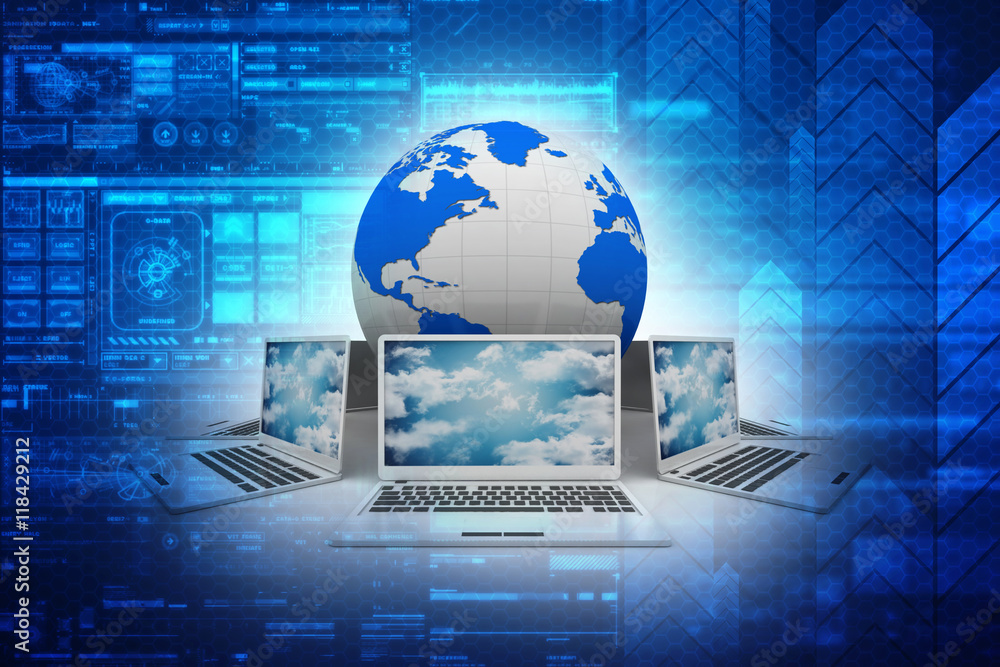 Poster computer network,3d rendering