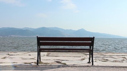 1920x1080 25 Fps. Very Nice Empty Bench On The Beach Video.