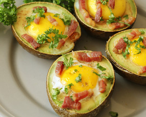 Avocado Egg Boats with bacon