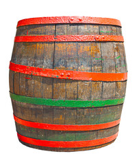 The old barrel on the isolated background