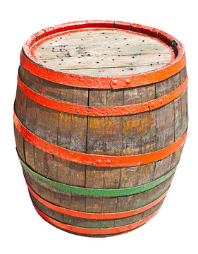 The old barrel on the isolated background