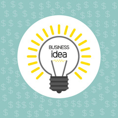 Business idea design with bulb and dollar icons, flat design. Digital vector image