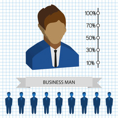 Businessman profiles icons with chart, flat style. Digital vector image © frimufilms