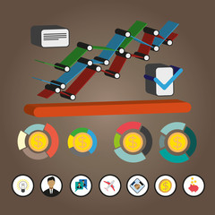 Business idea infographic with icons and charts, flat design. Digital vector image